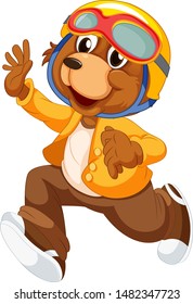 Cute bear in human-like pose isolated illustration