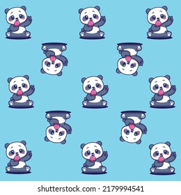 Cute bear with ice cream cartoon trendy pattern background concepts