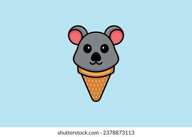 cute bear ice cream cone vector template logo design