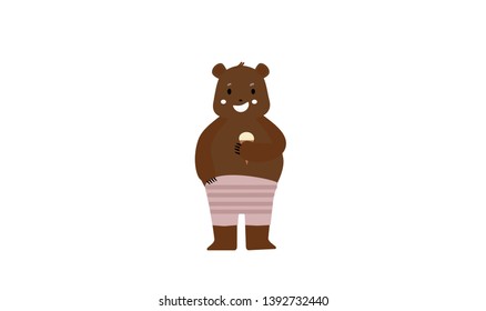 cute bear, ice cream, bear eating ice cream