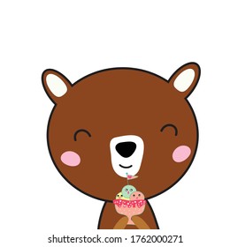 cute bear  with ice-cream cartoon  design  for art and print  vector eps.10