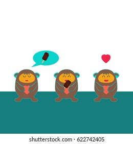 Cute bear with ice-cream for web, card and nursery design