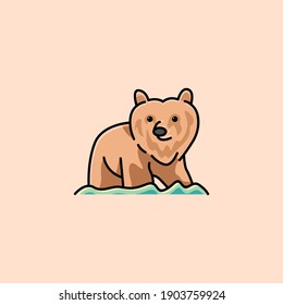 Cute bear icon cartoon illustration