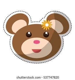 cute bear icon over white background. colorful design. colorful design. vector illustration