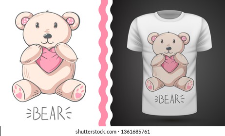 Cute bear - idea for print t-shirt. Hand draw