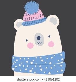 Cute bear illustration for apparel or other uses,in vector. 