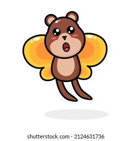 cute bear illustration with butterfly wings