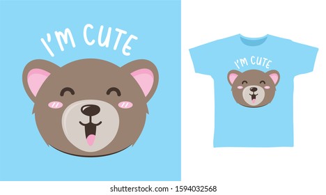 Cute bear illustration design vector ready for print on tee, poster and other uses.