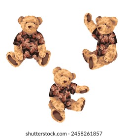 Cute bear illustration material wearing aloha shirt,