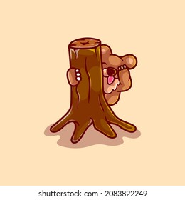 cute bear illustration playing hide and seek, suitable for mascot designs or cute bear t-shirts