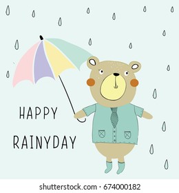 cute bear illustration for print
