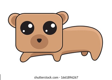 Cute-Bär-Illustration mit Rechteck 
Kopf. handgezeichnete Vektorillustration.