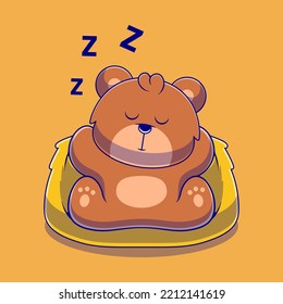 cute bear illustration sleep on a sofa suitable for mascot sticker and t-shirt design