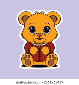 Cute bear illustration suitable for printing on t-shirts or making stickers