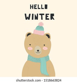 cute bear illustration tee vector for kids tee