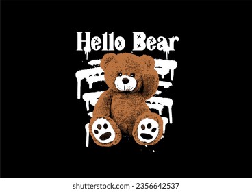 cute bear illustration vector design for apparel printing