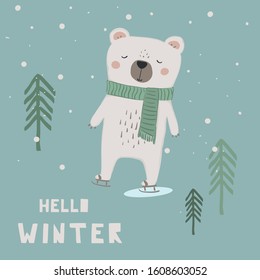 cute bear illustration vector print for kids tee