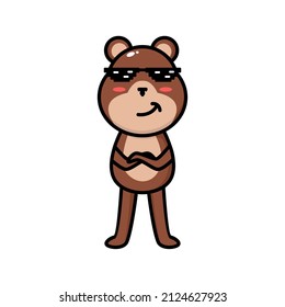 cute bear illustration wearing thug life glasses