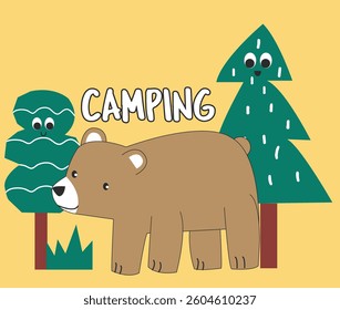 cute bear, into the woods, Camping bears, Camping