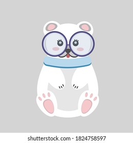 cute bear isolated on gray background, vector illustration for children in simple cartoon style