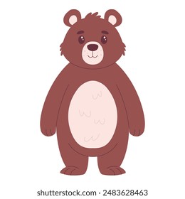 Cute bear, isolated on white, vector illustration