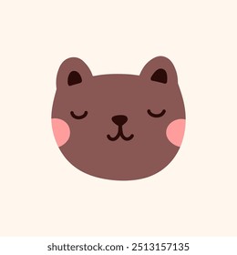 Cute bear isolated on a white background. Vector hand-drawn illustration in flat style. Perfect for decorations, logo, various designs.