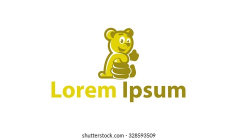 Cute bear with a jar of honey