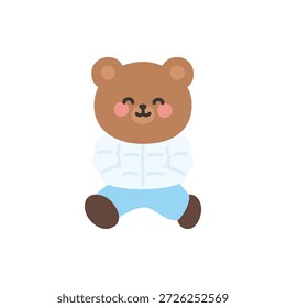 Un oso lindo saltando con las piernas muy separadas mientras mantiene ambas manos dentro de sus bolsillos de los pantalones Ilustración vectorial