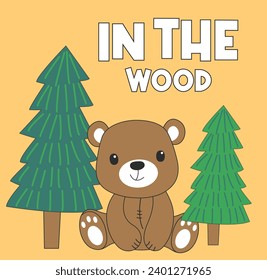 cute bear in the jungle, cute bear in the wood