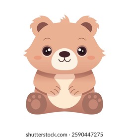 Cute bear kawaii isolated on white backgroun. Clip art for sticker, t-shirt print, greeting card design. Hand drawn vector illustration.