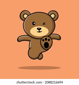 Cute Bear Kicking Cartoon Vector Icon Illustration. Animal Sport Icon Concept Isolated Premium Vector. Flat Cartoon Style