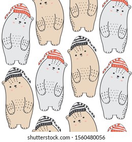 cute bear of kids pattern in the white background