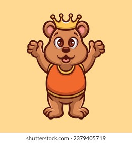 Cute Bear King Creative Cartoon Illustration