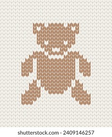 Cute bear knit print template. Vector illustration.