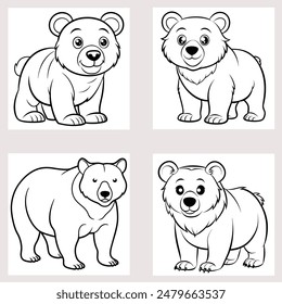 A cute bear line art vector is a minimalist, cartoon-style illustration of a bear, typically drawn with clean, simple .