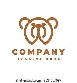 cute bear with line style logo design