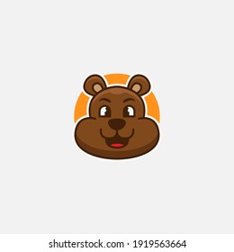 Caricatura del logotipo del oso mate, fondo gris aislado, vectores 10