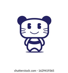 cute bear logo character design mascot with whisker