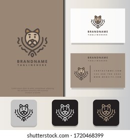 Cute bear logo design with business card design template.Hipster, modern minimalist, and simple elegant style.