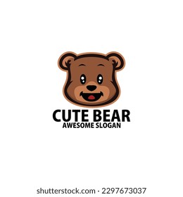 cute bear logo design colorful mascot