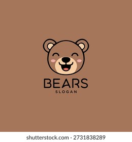 Arte vectorial de concepto de diseño de logotipo de oso lindo