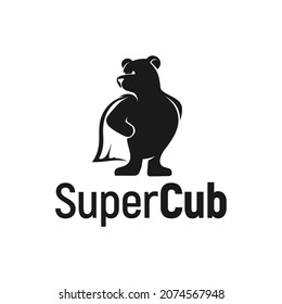 cute bear logo inspiration, super cub, silhouette, illustration teddy bear