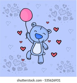 Cute bear with love background vector