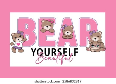 cute bear love design girl