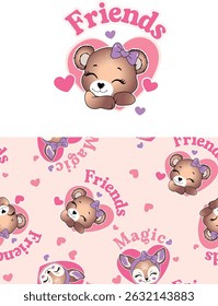 cute bear love design girl