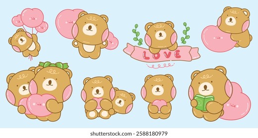 Cute Bear in Love Line Set