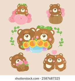 Cute Bear in Love Set