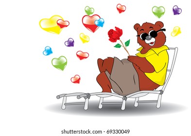 cute bear in love , Vector illustration