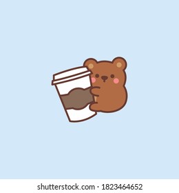 Cute Bär liebt Kaffeekartoon, Vektorgrafik