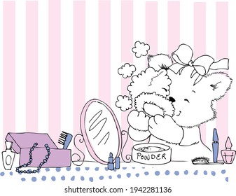 cute bear make up vector art desing